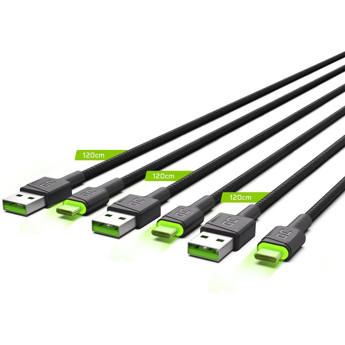 USB-kabel Green Cell KABGCSET03 Zwart 2 m